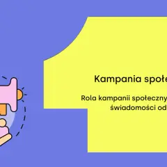 Grafika ilustruje kampanię społeczną: ręka trzyma transparent z zakazem, obok głośnik i symbol grupy ludzi.
