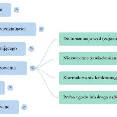 Schemat procesu reklamacji z tytułu rękojmi: podstawy prawne, przesłanki, uprawnienia kupującego, dokumentacja wad, zawiadomienie sprzedawcy, roszczenie.