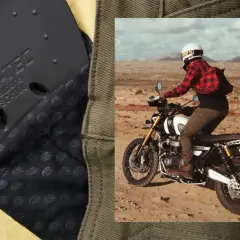 Ochronne wstawki SAS-TEC w spodniach motocyklowych, gotowe na przygodę jak broger z Alaski.