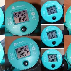 Stepper efekty po 2 tygodniach: liczniki pokazują od 5000 do 6501 kroków, czas od 46:03 do 1:02:22.