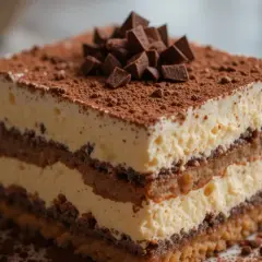 Pyszny kawałek tiramisu, idealny na deser. Ten przepis na tiramisu jest prosty i szybki.