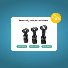 Drie stuurpennen voor fietsstuur verhogen, met maten 90, 110 en 130mm. Montage tip!