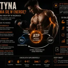 Kreatyna co daje? Większa siła, wydolność i lepsza regeneracja. Pomaga szybciej odbudować ATP, co przekłada się na lepsze efekty treningu.