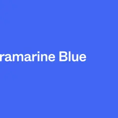The color ultramarine blue is a vibrant, deep blue, as shown on this screen with the text "Ultramarine Blue" and its hex code #4166F5.