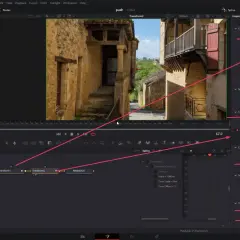 DaVinci Resolve nodes showing custom animation curves for free DaVinci Resolve transitions, with scaling and timing adjustments.