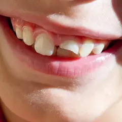Sorriso di bambino con un dente spezzato, un piccolo incidente che non ferma la gioia.