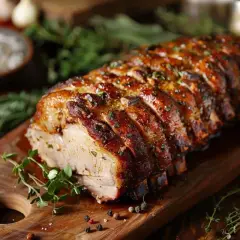 Un rôti de porc savoureux, prêt à être dégusté. Une recette de rond de Paris qui promet un délice.