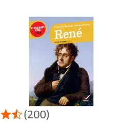 Okładka książki "René" François René de Chateaubriand, z portretem autora.