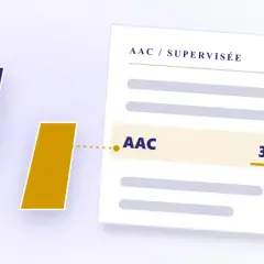 Planification AAC : deux barres stylisées, l'une bleue, l'autre jaune, pointent vers un document affichant "AAC 3 000 km".