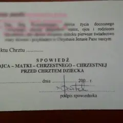 Kiedy dać kartkę do spowiedzi przed chrztem, aby uniknąć problemów?