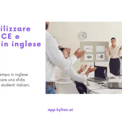 Presentazione su come usare FOR, SINCE e DURING in inglese. Un gruppo applaude una relatrice che spiega concetti di tempo.