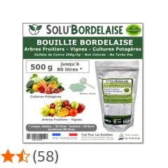 Bouillie bordelaise pour poirier et autres cultures. Protège contre cloque, mildiou et bactériose. 500g pour 80 litres.