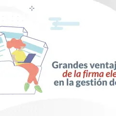 Mujer con laptop gestiona documentos firmados digitalmente, destacando las ventajas de la firma electrónica.