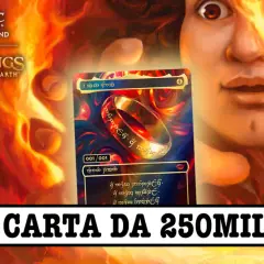 Magic: The Gathering card featuring the One Ring from Lord of the Rings, with a fiery background and text.