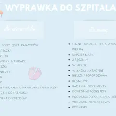 Lista rzeczy do szpitala dla mamy: luźne koszule, kapcie, szlafrok, bielizna poporodowa, kosmetyki, poduszka do karmienia.