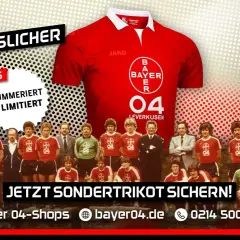 Niemiecka drużyna piłkarska Bayer 04 Leverkusen świętuje 40 lat Bundesligi specjalną, numerowaną koszulką za 40 euro.