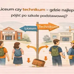 Uczniowie stoją przed rozdrożem: Liceum czy technikum? Wybór ścieżki edukacyjnej po szkole podstawowej jest ważny.