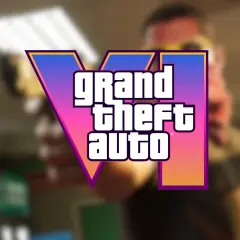 Das Logo von Grand Theft Auto VI ist im Fokus. Ein Mann mit Sonnenbrille hält eine Waffe. Die Fans warten gespannt auf den release gta 6.