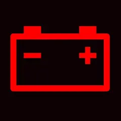 Rotes batterie zeichen auto leuchtet auf. Achtung, die Stromversorgung ist gestört!