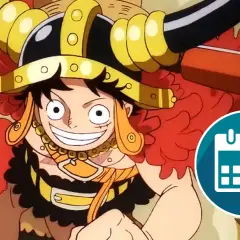 Luffy im Oni-Kostüm mit Kalender-Symbol. Wann geht One Piece weiter?