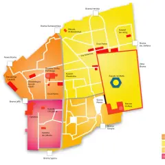 Mapa Starego Miasta w Jerozolimie, pokazująca kwartały: chrześcijański, muzułmański, żydowski i ormiański.
