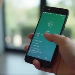 Osoba dotyka ekranu telefonu Oppo, szukając opcji "opner", która może pomóc w wyłączeniu telefonu.