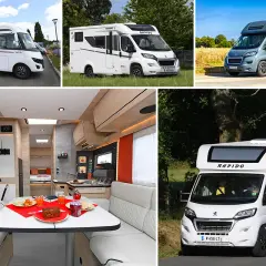 Collage de camping-cars Rapido : extérieurs et intérieur d'un modèle.