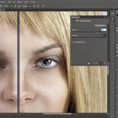 Jak zmienić kolor w Photoshopie? Panel "Właściwości" pokazuje ustawienia Jasność/Kontrast, a panel "Warstwy" pozwala zarządzać efektami.