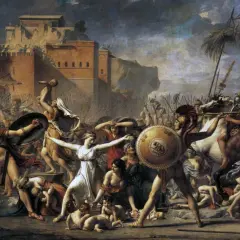 Das berühmte Gemälde im Louvre zeigt die Sabinerinnen zwischen den kämpfenden Römern und Sabinern.