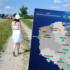 Spacer po wsi, gdzie na mapie zaznaczono, na jakim portalu można poznać normalnego faceta.