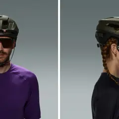 Unterschied Fahrradhelm, Skaterhelm: Mann und Frau tragen unterschiedliche Helme, beide mit Sonnenbrille.