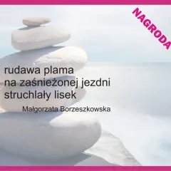 Rudawa plama na zaśnieżonej jezdni, struchlały lisek. To haiku po polsku, nagrodzone główną nagrodą.