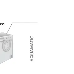 Ilustracja przedstawia pralkę Candy Aquamatic. Znajduje się tu również logo Candy i napis "AQUAMATIC". To fragment instrukcji obsługi.