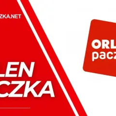 Logo ORLEN Paczka na czerwonym tle z napisem "ORLEN PACZKA" i "TANIE PACZKA.NET".