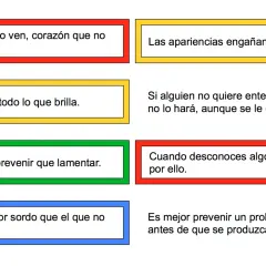 Refranes españoles como "Ojos que no ven, corazón que no siente" y "Más vale prevenir que lamentar" ilustran sabiduría popular.