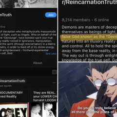 Post na r/ReincarnationTruth o "demiurgu" jako fałszywym Bogu, z anime postacią sugerującą spisek.