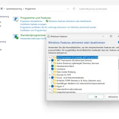 Windows 11 Recall deaktivieren: Im Fenster "Windows-Features" können Sie Programme wie .NET Framework 3.5 ein- oder ausschalten.