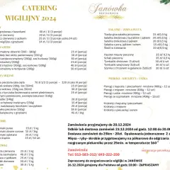 Menu wigilijne 2024: zupy, ryby, dania mięsne, sałatki, pierogi i krokiety. Catering wigilijny do domu. Zamówienia do 20.12.