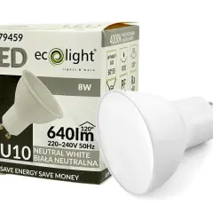 Biała żarówka LED GU10 8W 640lm, 4000K Neutral White. Alternatywa dla tradycyjnych rodzajów żarówek halogenowych, energooszczędna.