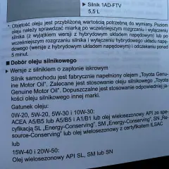 Dobór oleju do Toyoty Auris 1.6 benzyna: zalecane oleje wielosezonowe 0W-20, 5W-20, 5W-30, 10W-30 z certyfikacją API i ACEA.