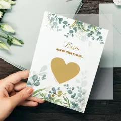 Kasia, mam do ciebie pytanie... czy zostaniesz moją świadkową? Zdrapka z sercem i liśćmi eukaliptusa.