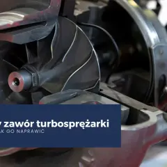 Przekrój turbosprężarki z widocznym wirnikiem. Uszkodzony zawór wastegate objawy uszkodzenia mogą być różne, np. spadek mocy silnika.