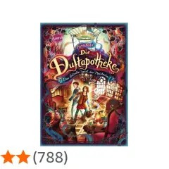 Buchcover "Die Duftapotheke: Das falsche Spiel der Meisterin" von Anna Ruhe. Zwei Kinder stehen in einem geheimnisvollen Raum.