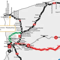 Mapa drogowa Polski z zaznaczoną drogą S3. Najnowsze informacje o odcinku Świnoujście - Międzyzdroje.