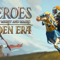 Rycerz na koniu, smok i zamek. Tytuł gry "Heroes of Might and Magic: Olden Era" zapowiada epickie przygody.