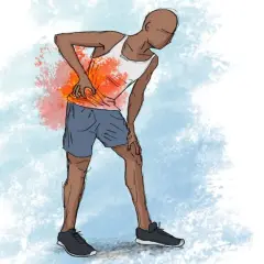 Un coureur souffre d'un point de côté pendant sa course, une douleur vive qui l'oblige à s'arrêter.