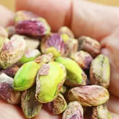 Garść pistacji w dłoni. Czy pistacje są kaloryczne? Tak, ale warto je jeść!