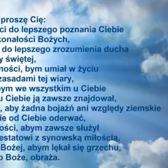 Modlitwa do Ducha Świętego, proszę Cię o dary mądrości, rozumu, umiejętności, rady, męstwa, pobożności i bojaźni Bożej.