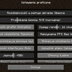 Ustawienia graficzne gry, w tym jakość grafiki, zasięg renderowania i jasność. Można tu też dostosować seus shaders.