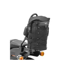 Borsa sissy bar nera, capiente e robusta, ideale per ogni viaggio in moto.